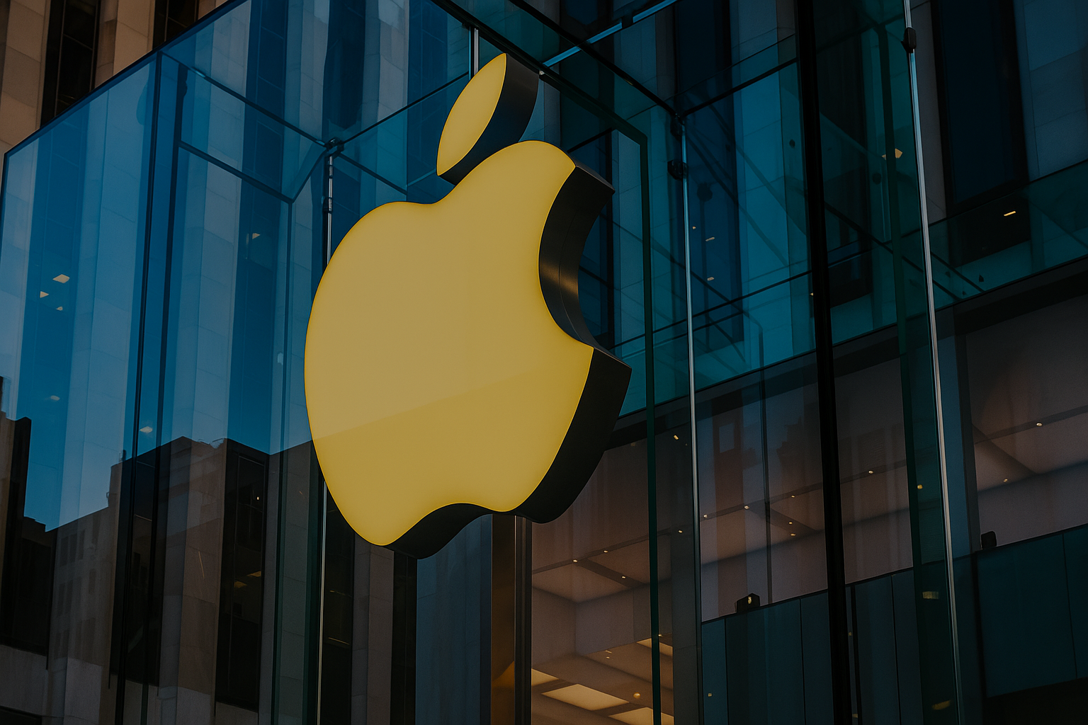 Logo dorado reflejado del iPhone 17