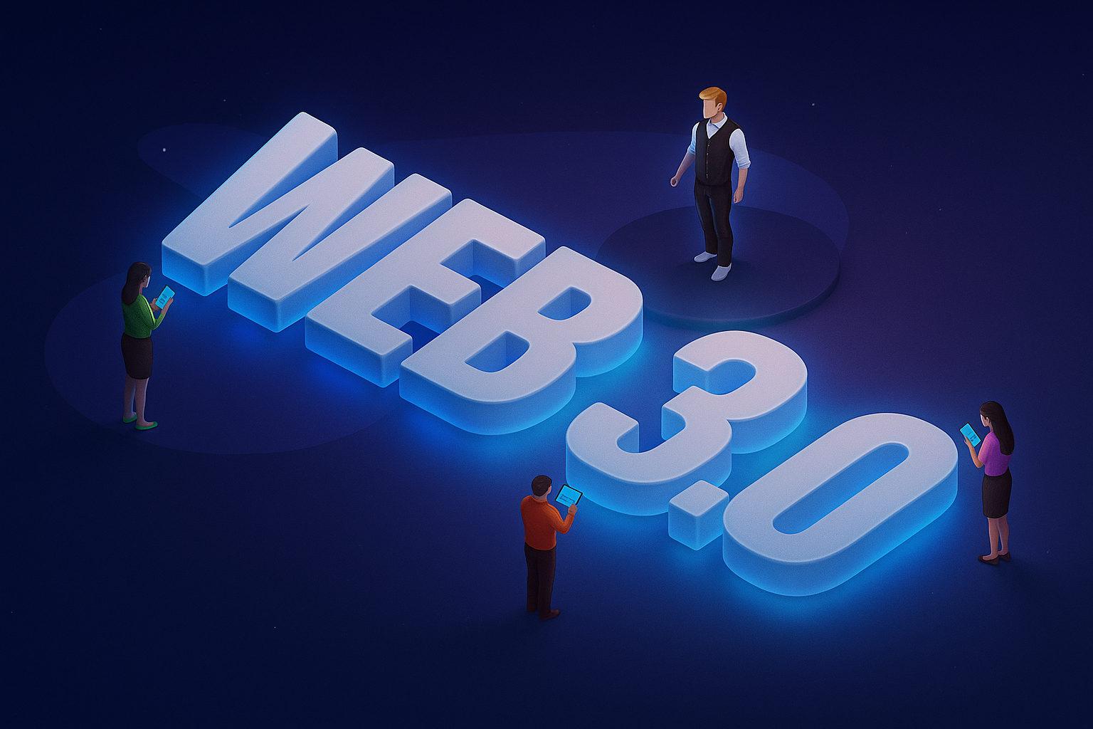 Ilustración futurista de Web3 y tecnología descentralizada