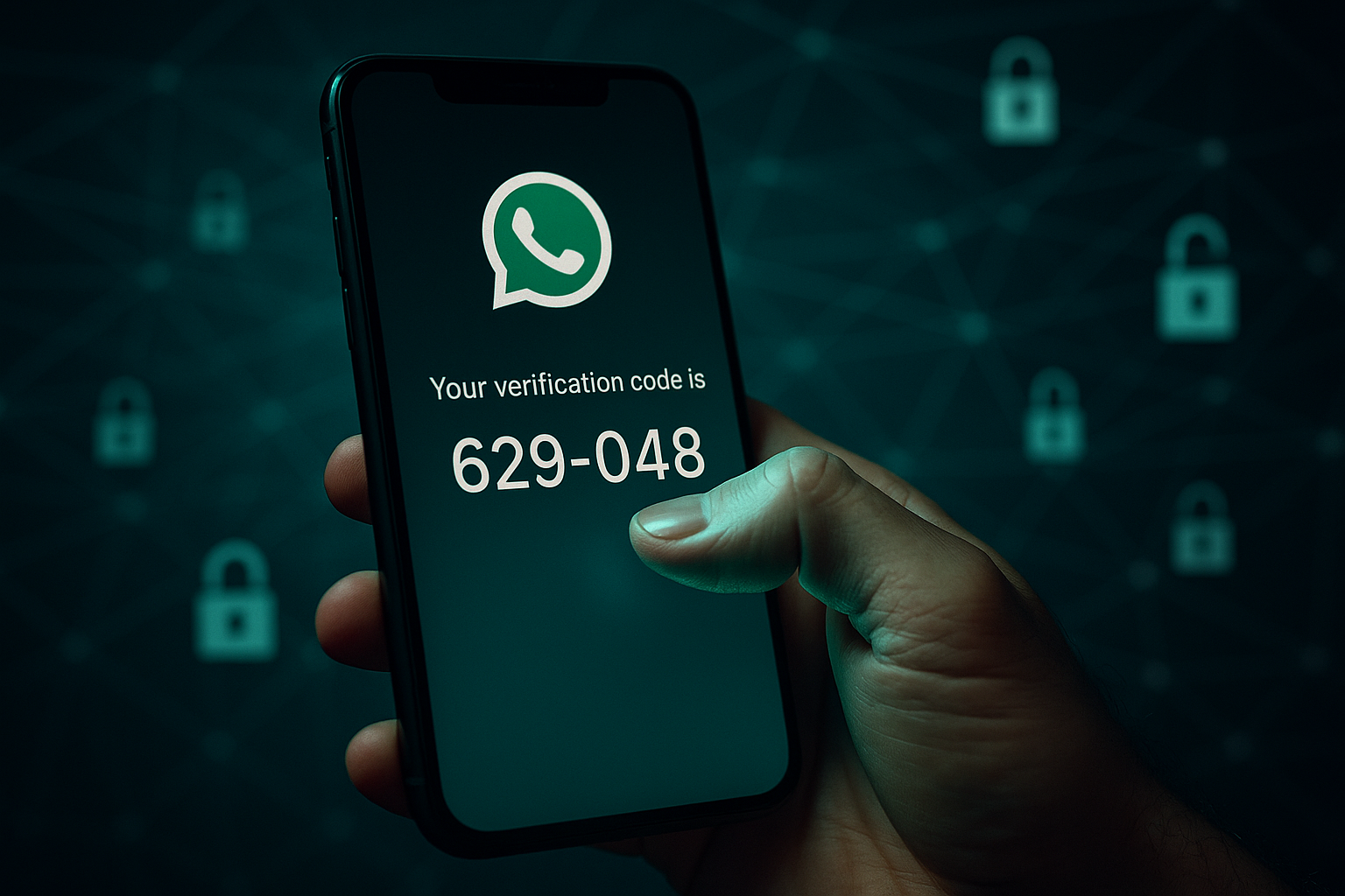 Ilustración de verificación digital segura para protección de cuenta de WhatsApp contra estafas