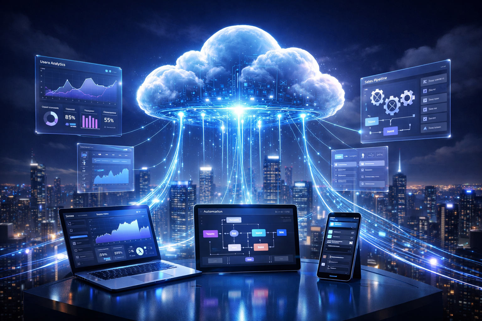 Ilustración: Software como Servicio (SaaS) en la nube