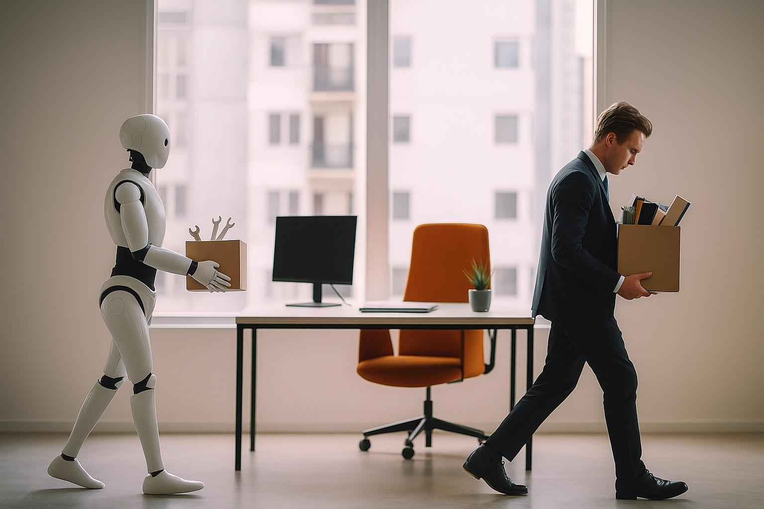 Ilustración de un robot suplantando a un empleado humano