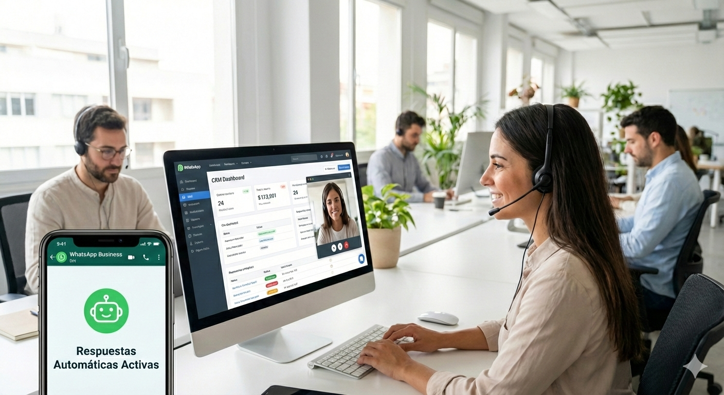 Interfaz de chatbot automatizado en WhatsApp con servicio al cliente digital