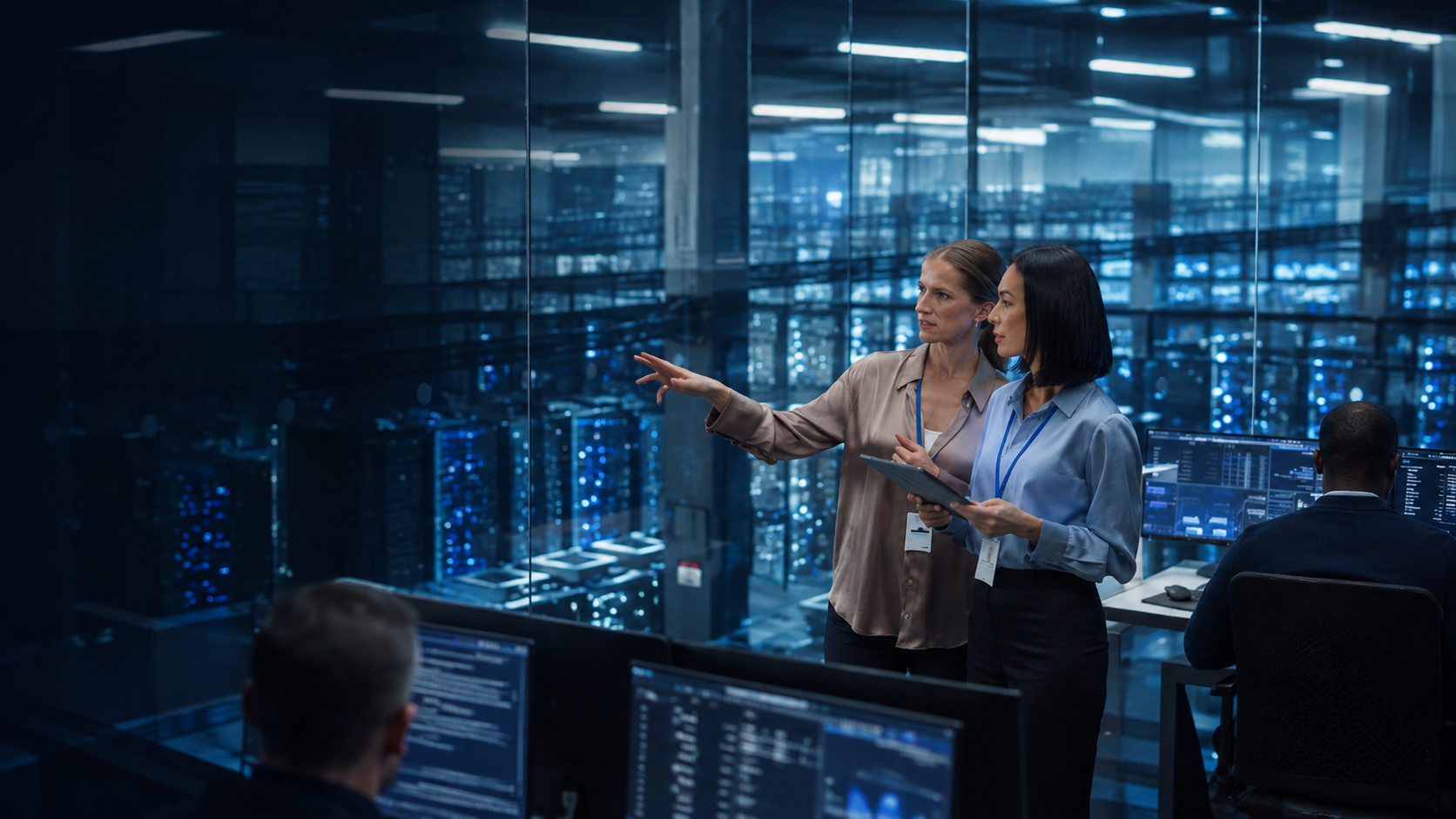 Equipo técnico en centro de datos